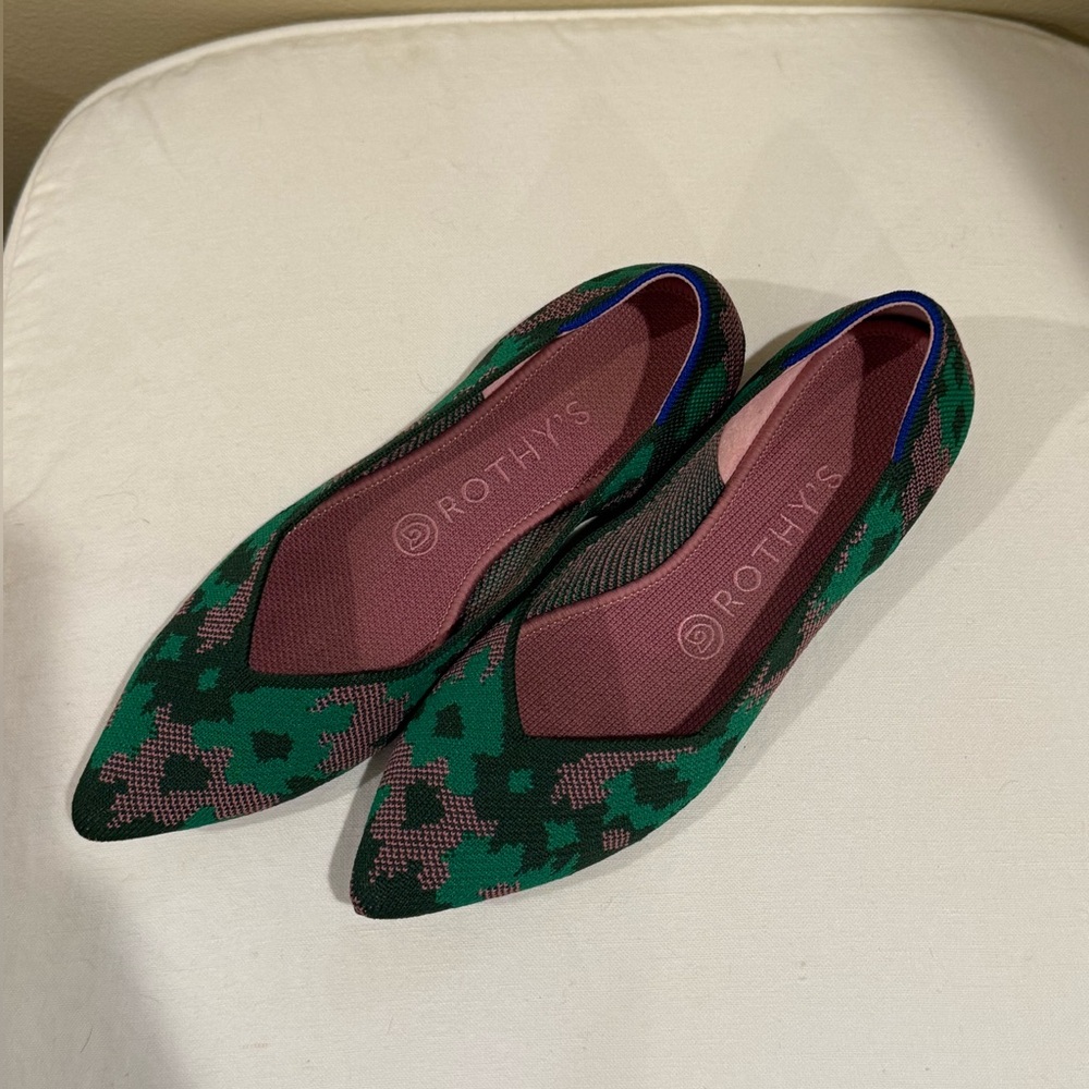 Rothy’s “The Flat” Botanicamo Green Slip On Ballet Flats Size 8,5
